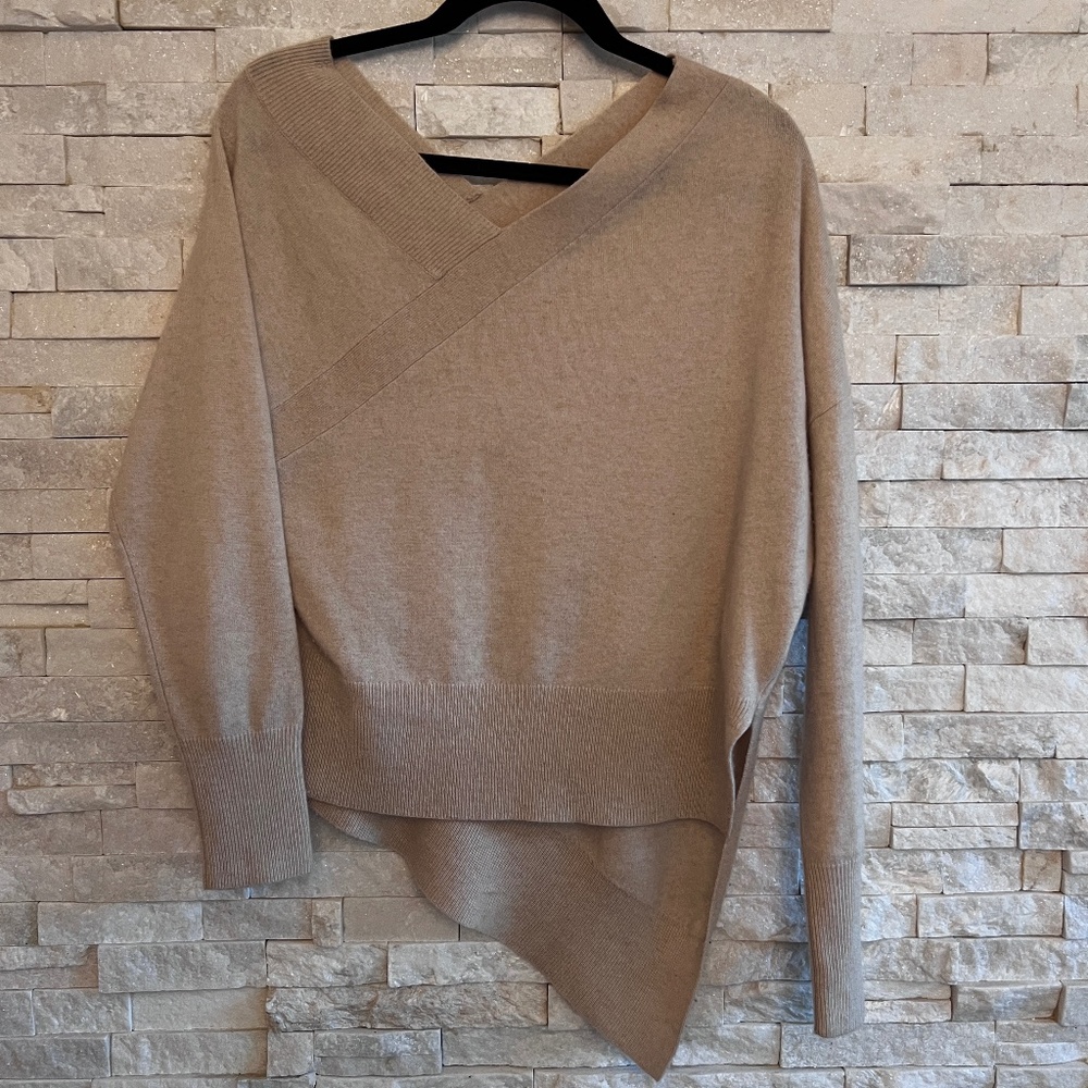 Brochu Walker Asymmetrical V-neck Wool/Cashmere Blend Sweater